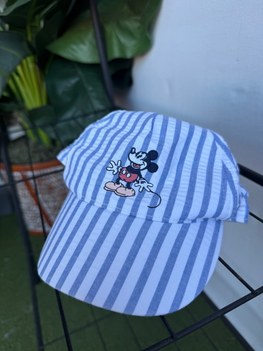 Disney X Janie & Jack Blue Striped Embroidered Mickey Mouse Hat / 12 to 24 Mons